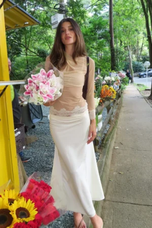 Falda de Seda Transformación Perla Champagne