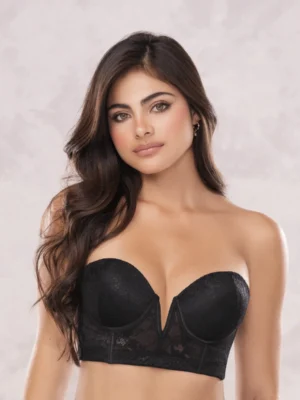 BRASIER STRAPLESS ESCOTE PROFUNDO NEGRO