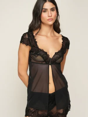 PIJAMA BABYDOLL MOVIMIENTO NEGRO SET 2 PIEZAS